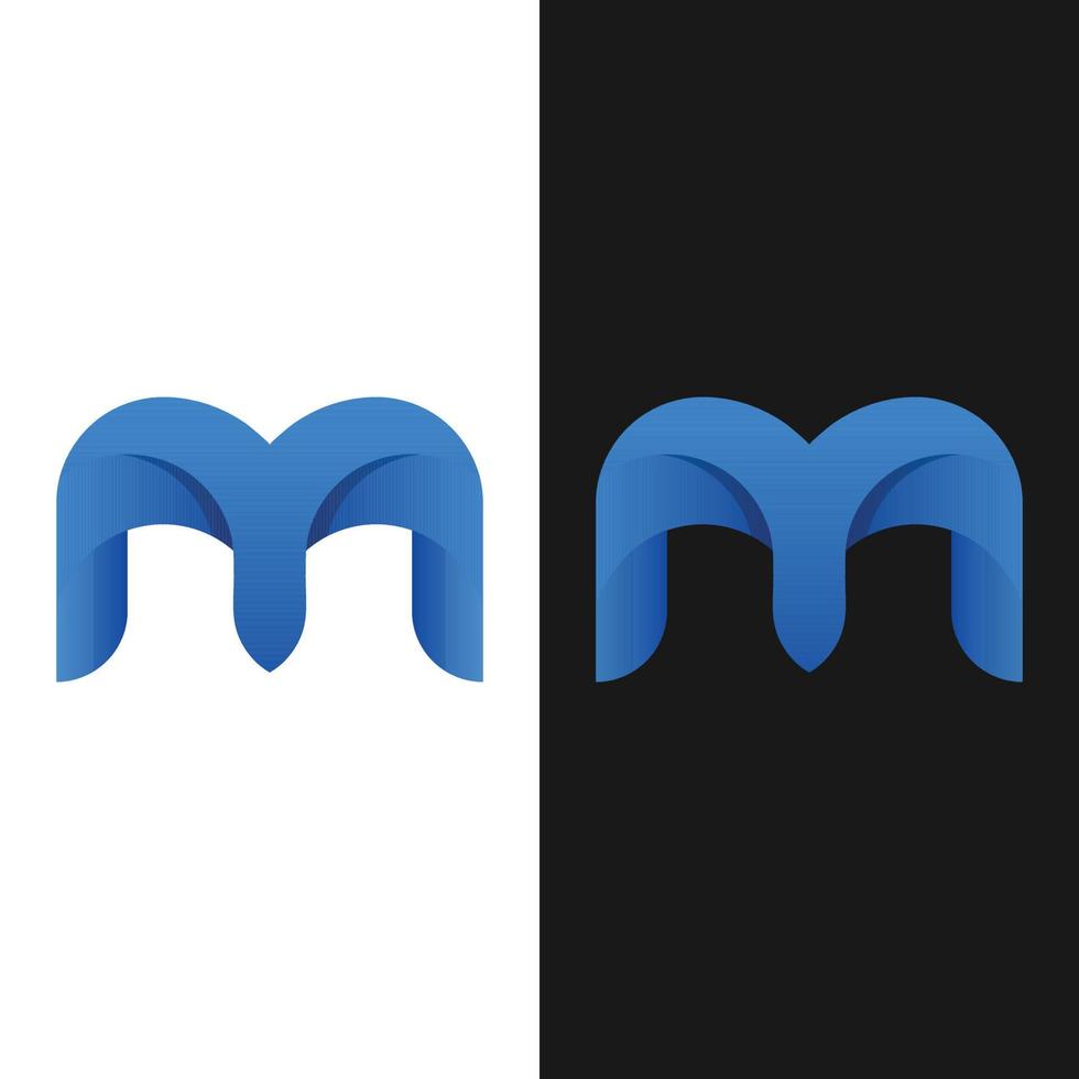 Letter Initial M Blue Gradient Logo Design Template vector