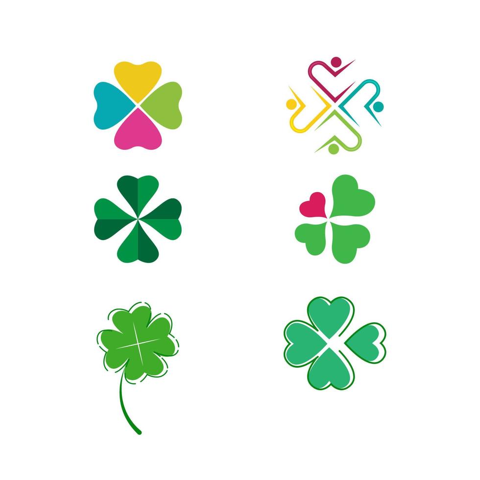 Green Clover Leaf  icon Template vector