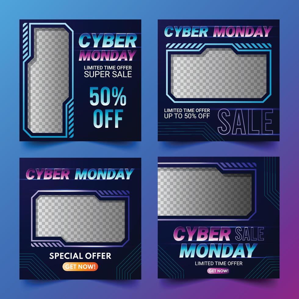 plantilla de redes sociales de cyber monday vector