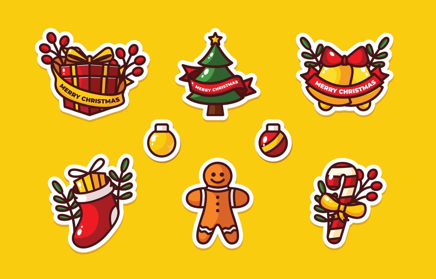 Feliz Navidad conjunto de pegatinas vector