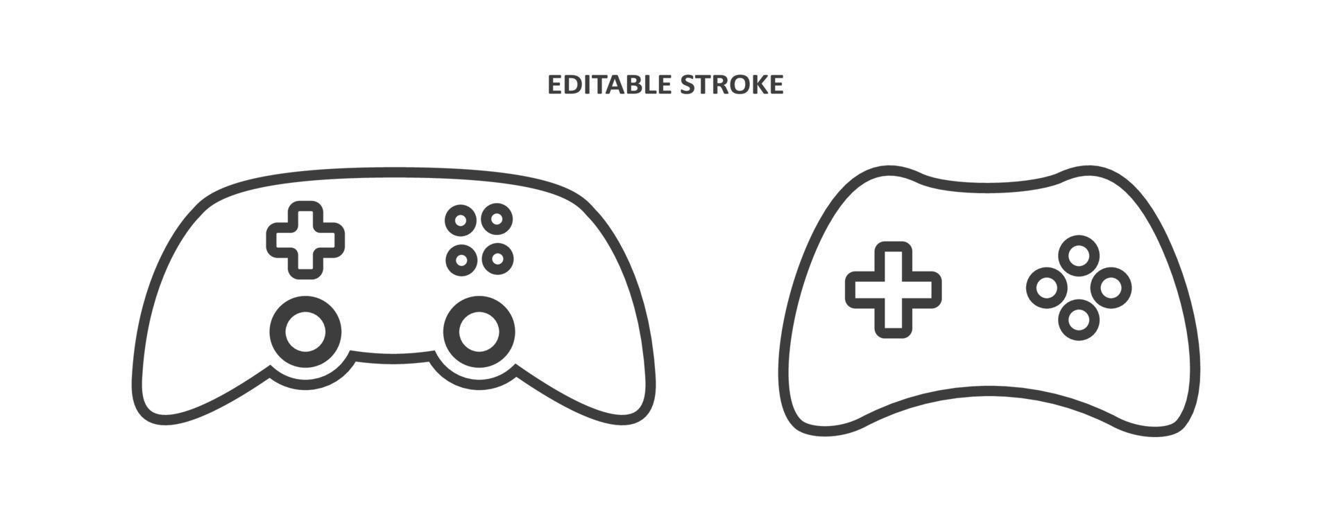 joystick icono de vector de controlador de videojuego. juega la consola o el joypad en estilo de contorno. gamepad para jugador de computadora. trazo editable