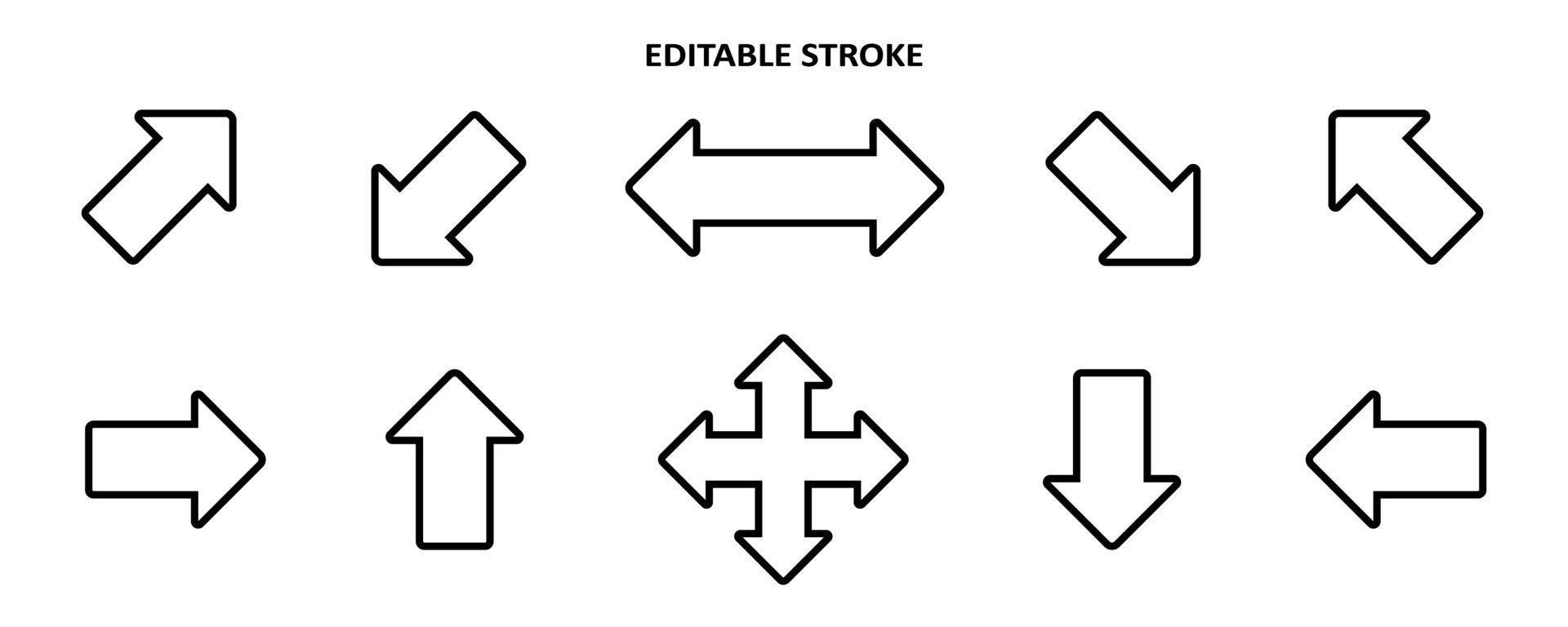 Set arrow icon. Collection different arrows sign of the right, left, up, down direction. Black vector abstract elements isolated on white background