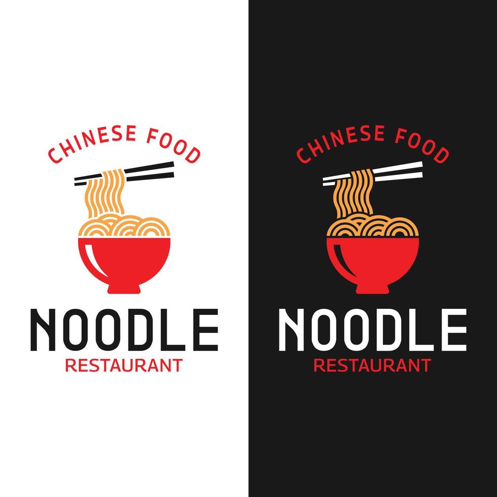 fideos mie ramen en un tazón y plantilla de diseño de logotipo de palillos vector