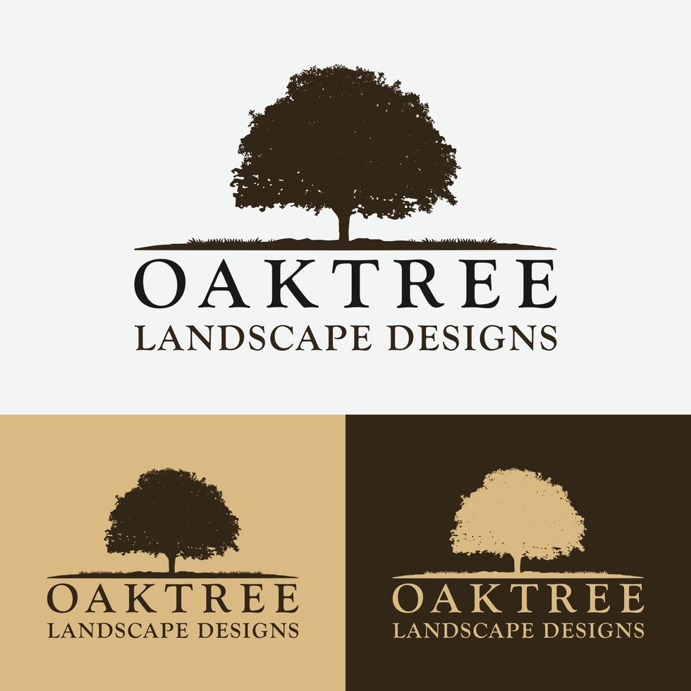 Oak Beech Chestnut Tree Forest Camp Outdoor Adventure Landscape Vintage Hipster Retro Rustic Logo Design Template vector