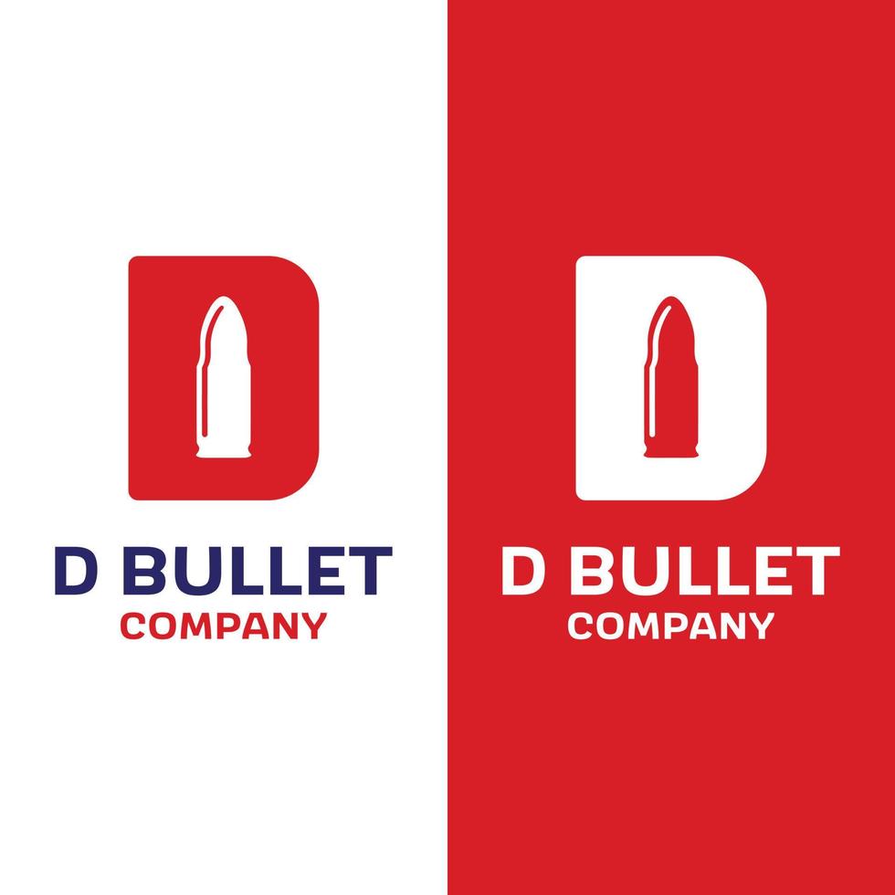 Letter Initial D with Bullet Projectile Logo Design Template vector