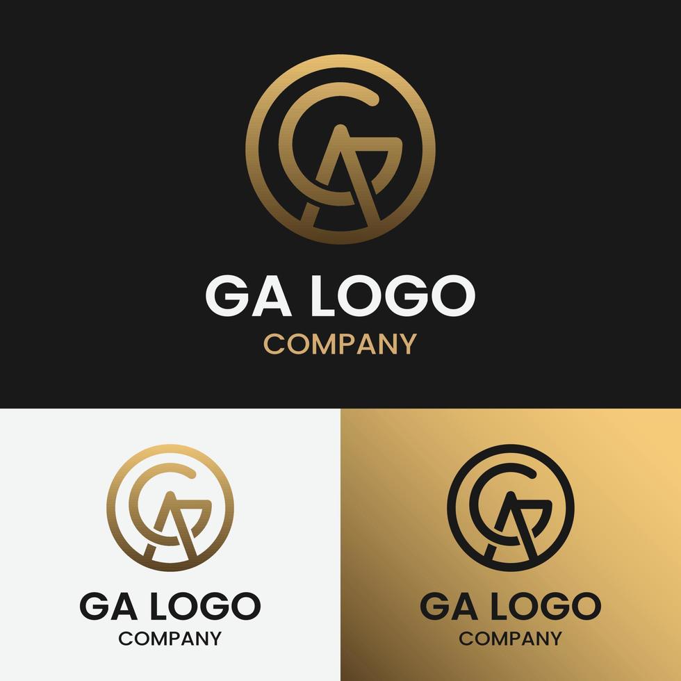 Letra inicial ga ag círculo plantilla de diseño de logotipo vector