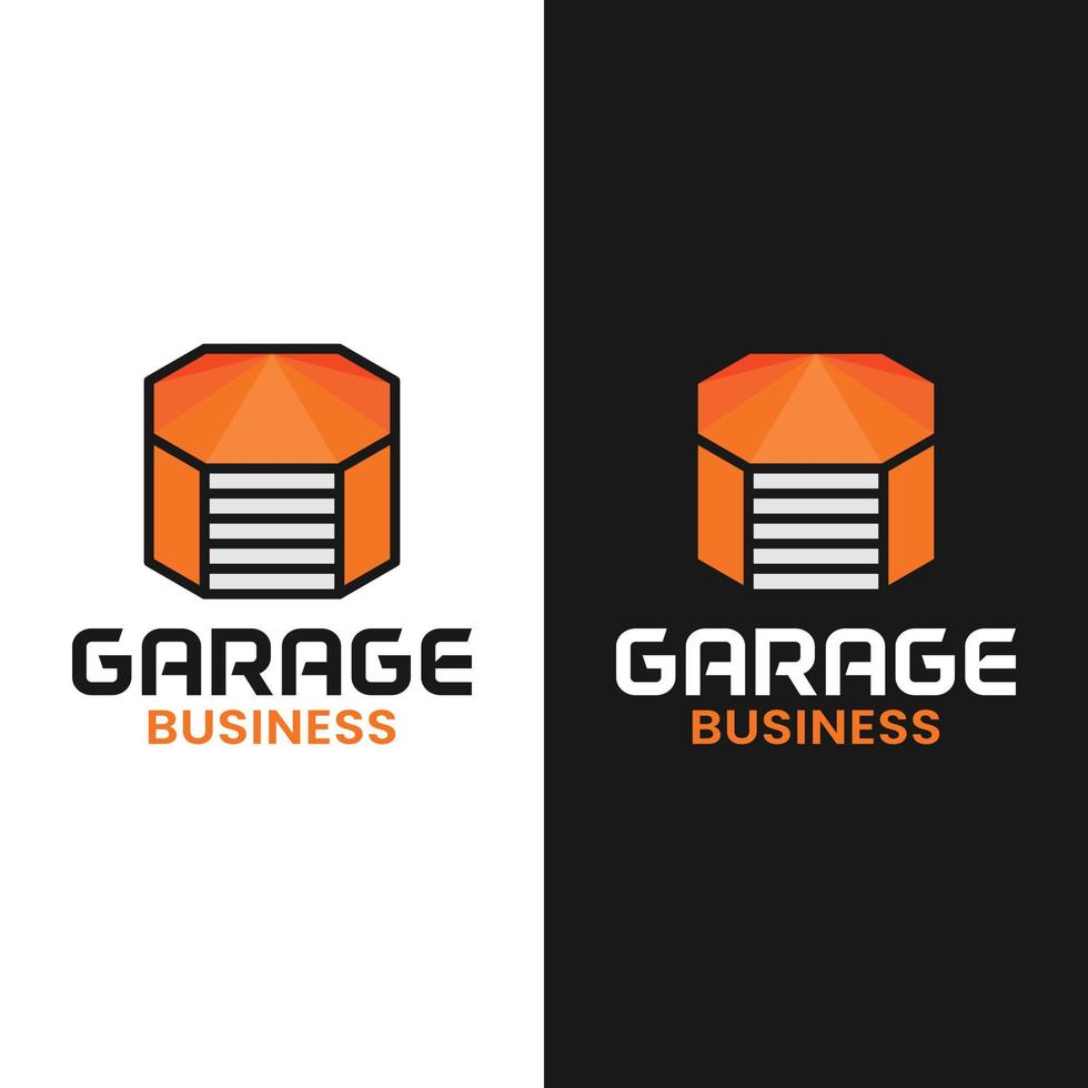 Orange Garage in Octagon Shape Logo Design Template vector