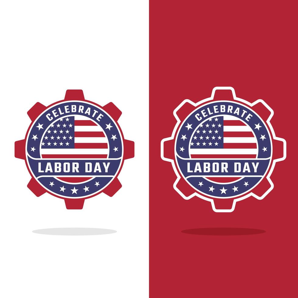 Gear Badge with United States flag for Celebrate Labor Day vector