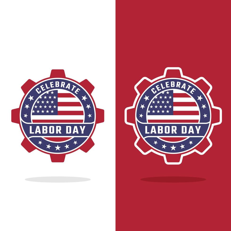 Gear Badge with United States flag for Celebrate Labor Day vector