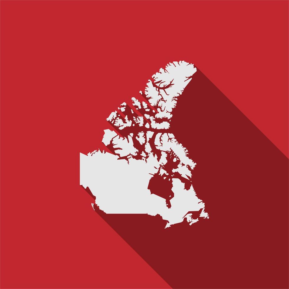Canada map on red background with long shadow vector