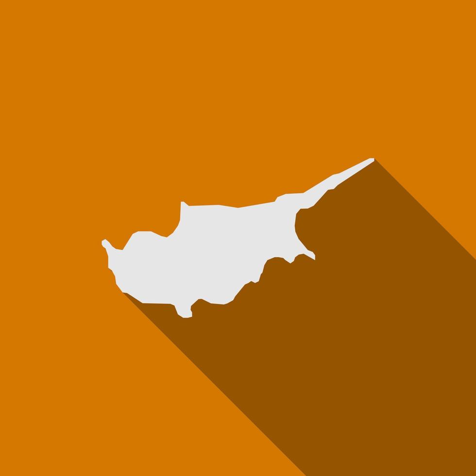 Map of Cyprus on yellow Background with long shadow vector