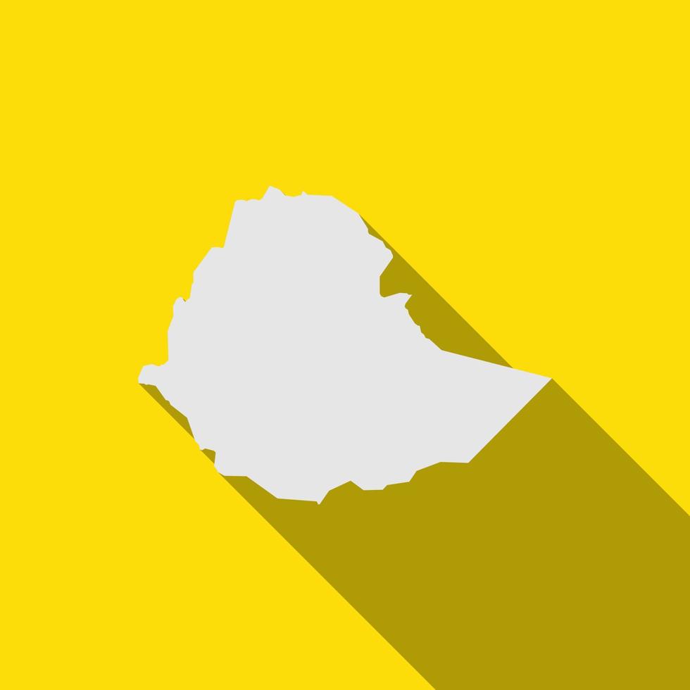 Map of Ethiopia on yellow Background with long shadow vector