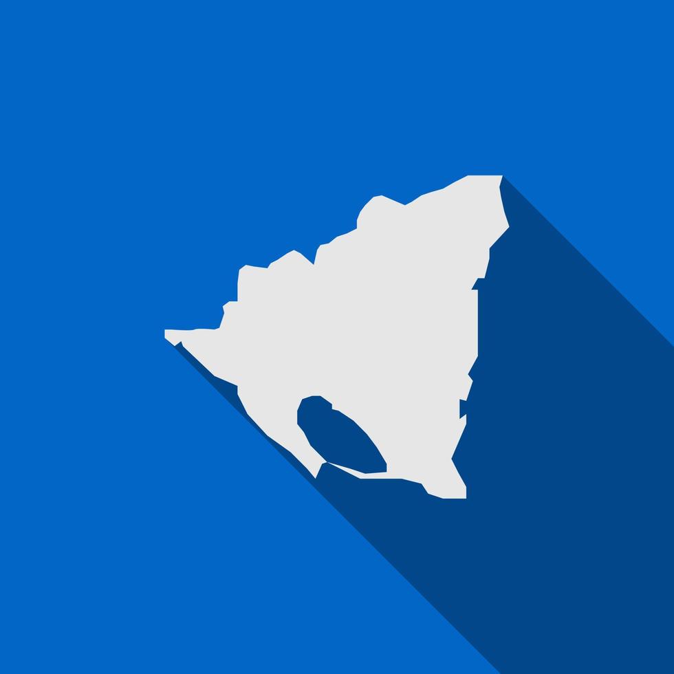 Nicaragua map on blue background with long shadow vector