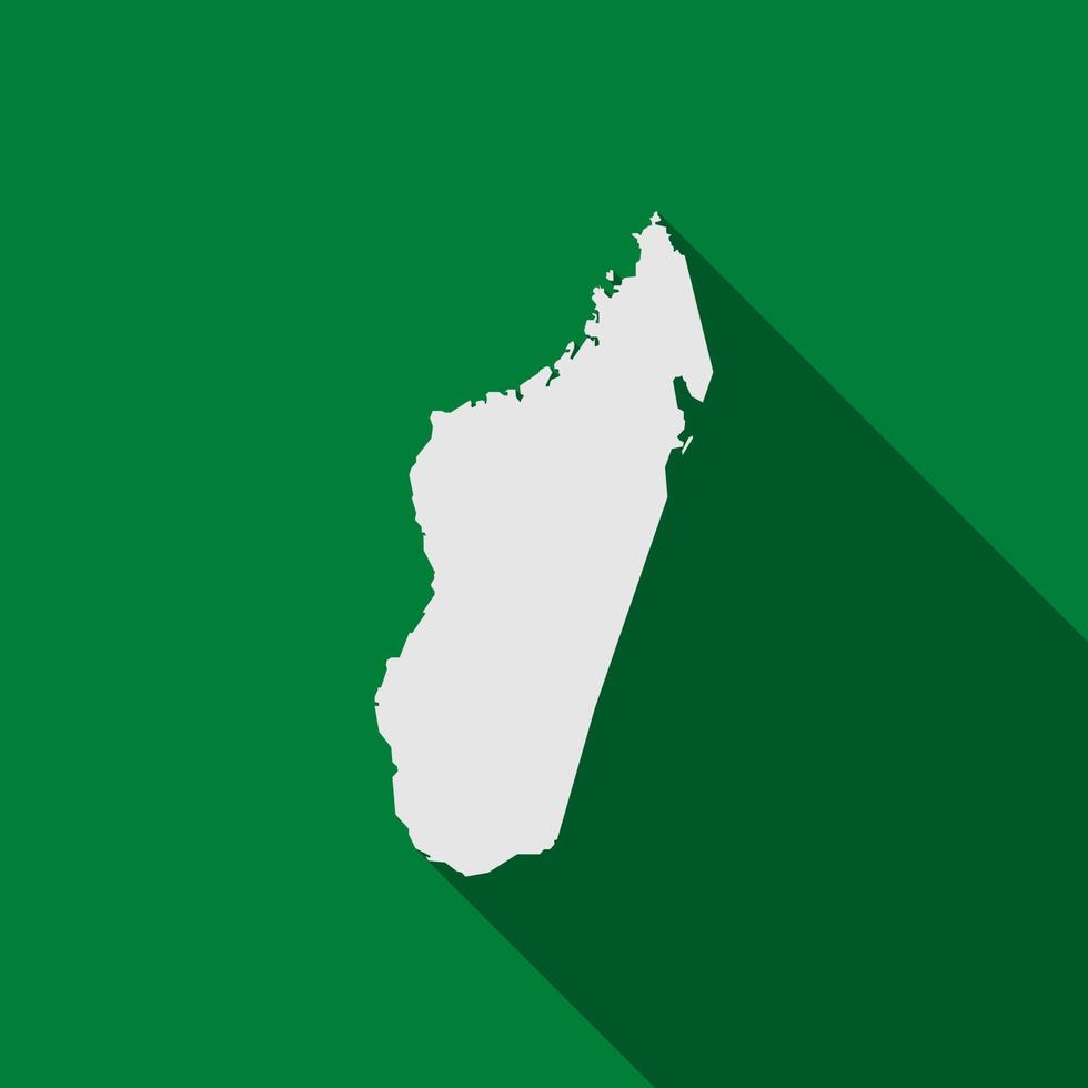 Mapa de Madagascar sobre fondo verde con sombra larga vector