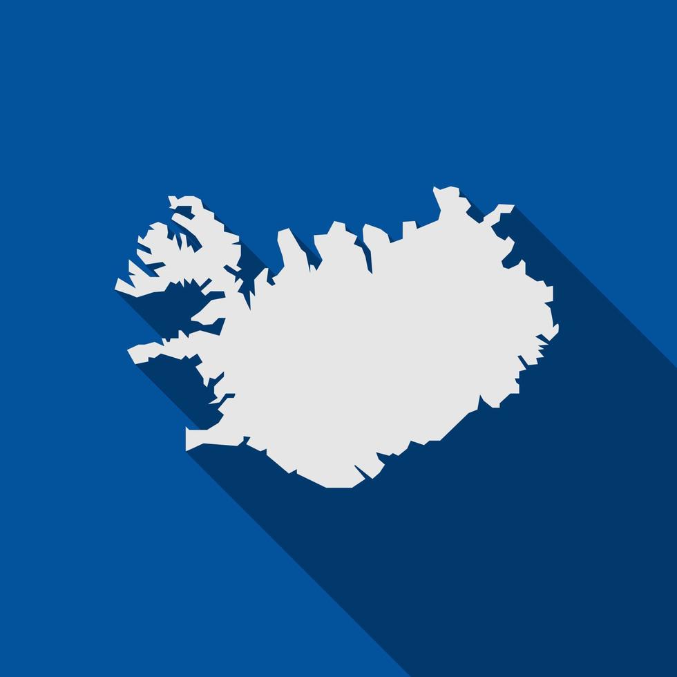 Iceland Vector Map Isolated on Blue Background with long shadow