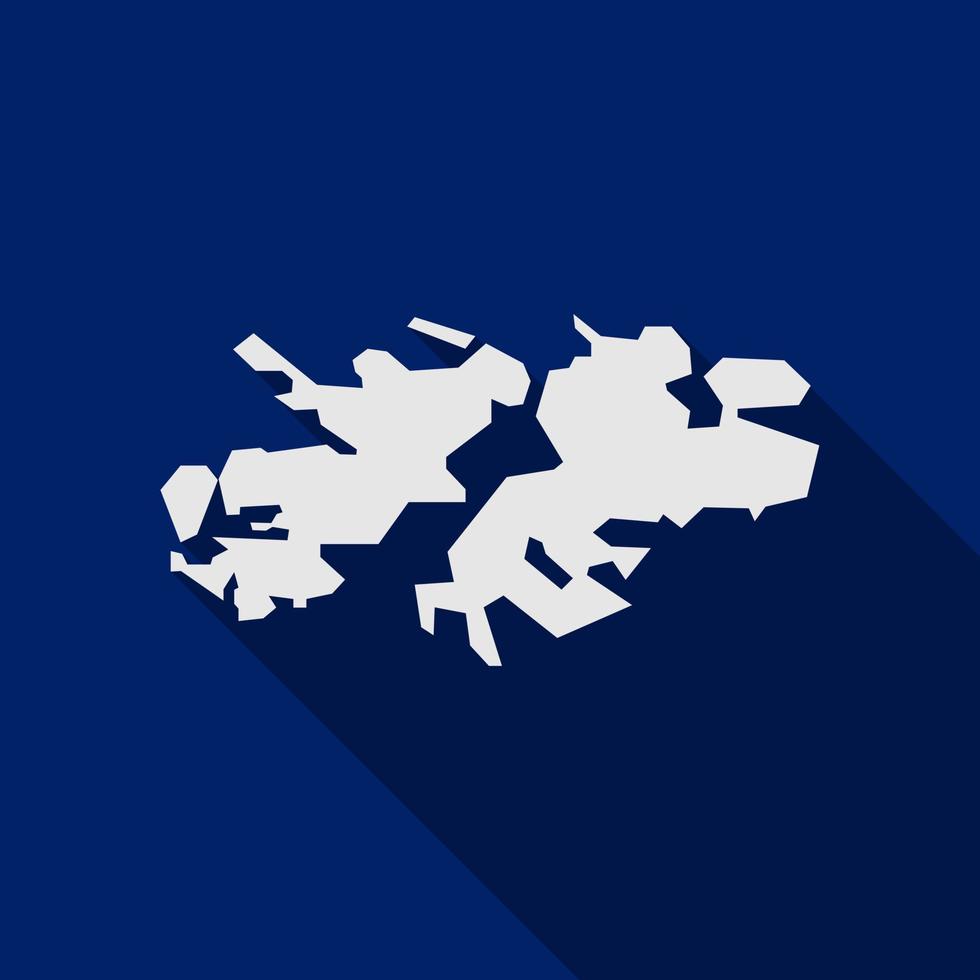 Falkland Islands map on blue background with long shadow vector