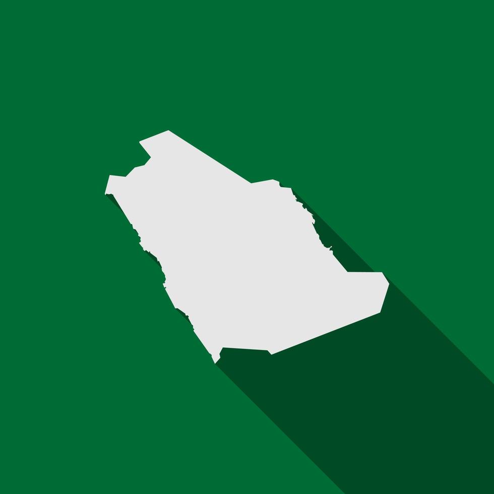 Mapa de Arabia Saudita sobre fondo verde con una larga sombra vector