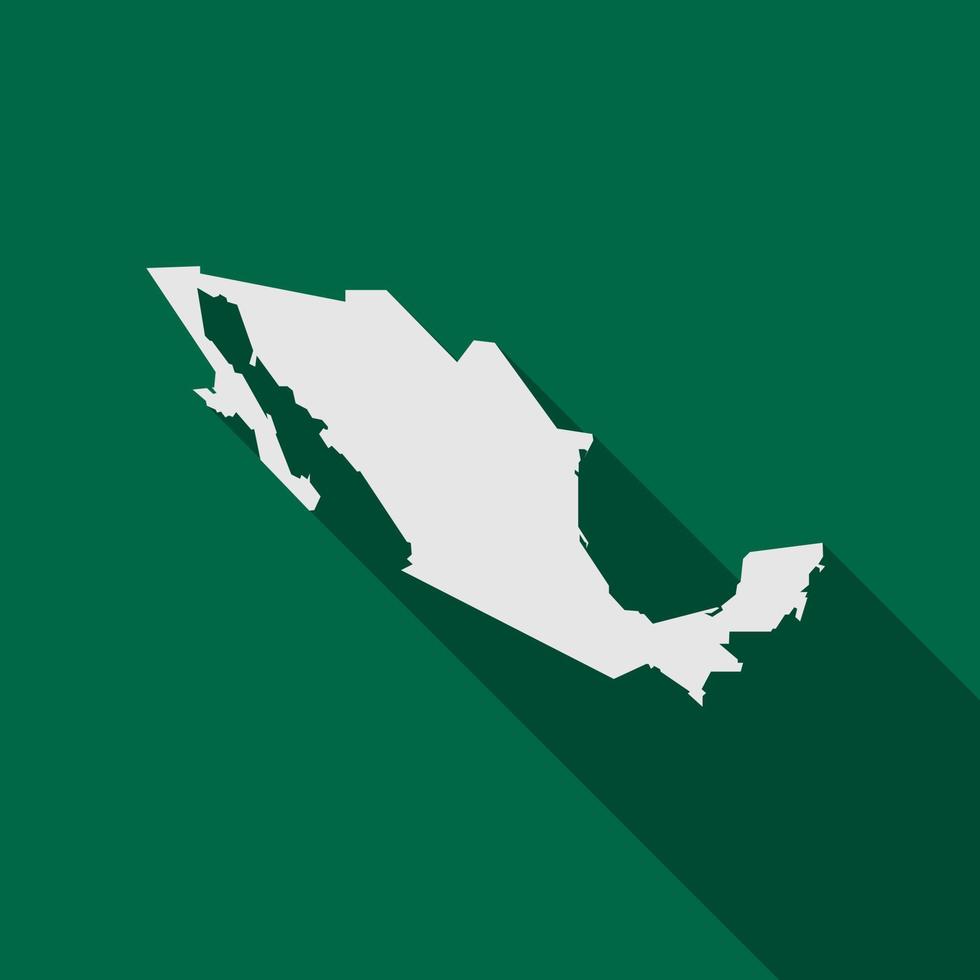 mapa de méxico sobre fondo verde con una larga sombra vector