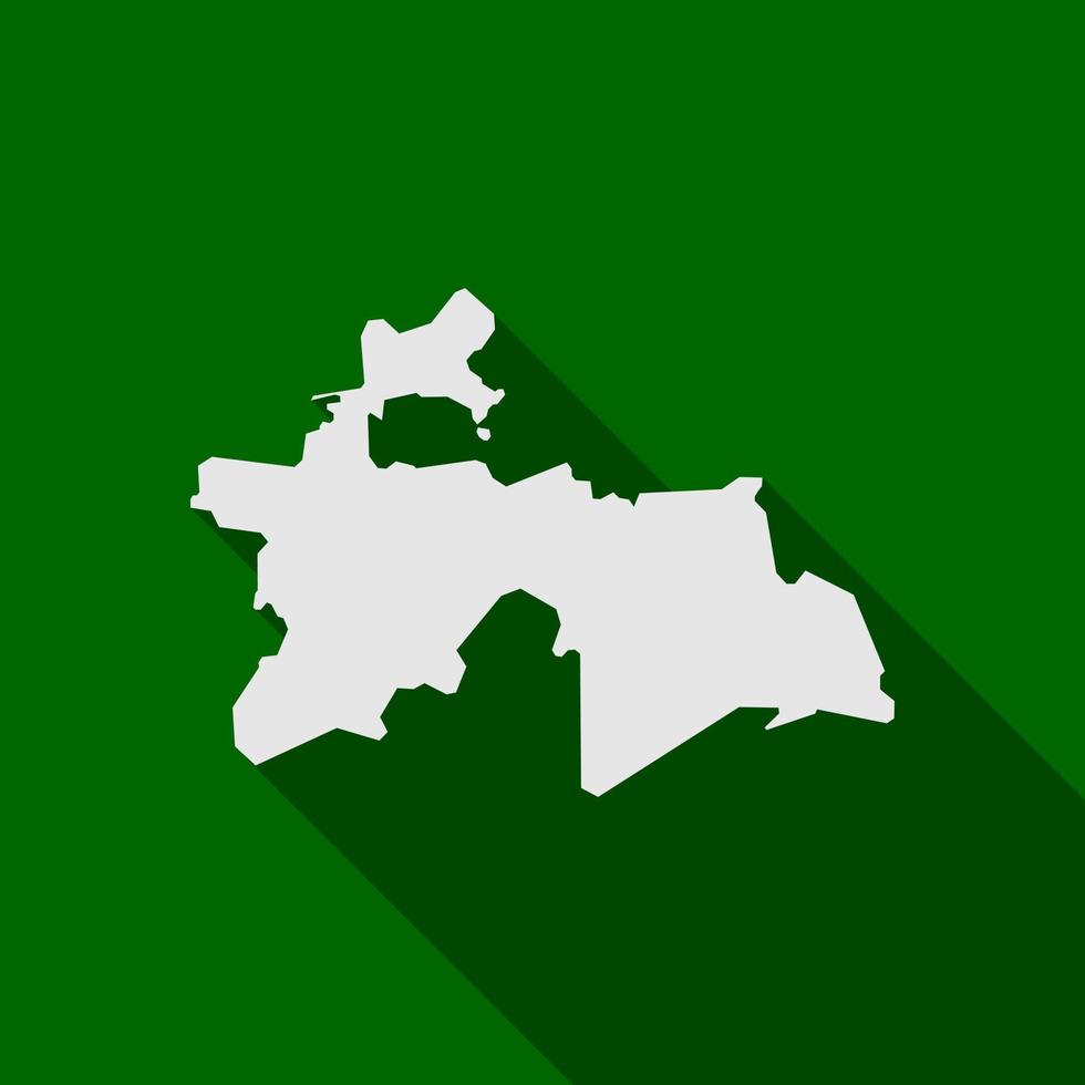 Map of Tajikistan on green Background with long shadow vector