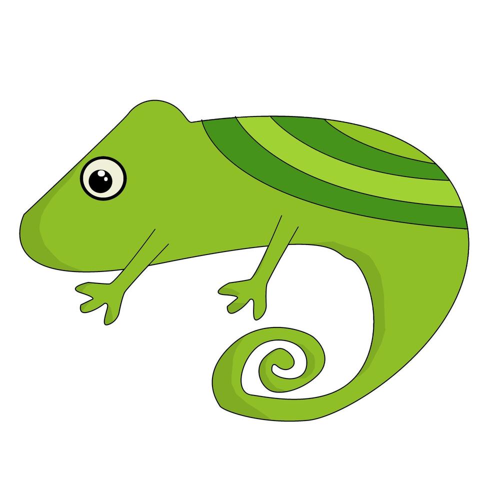 Hand drawn cute green iguana isolated in a white background vector