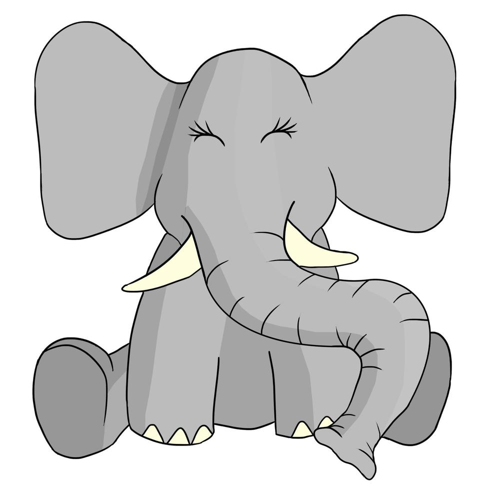 Hand drawn cute elephant Animal vector illustration isolated in a white ...