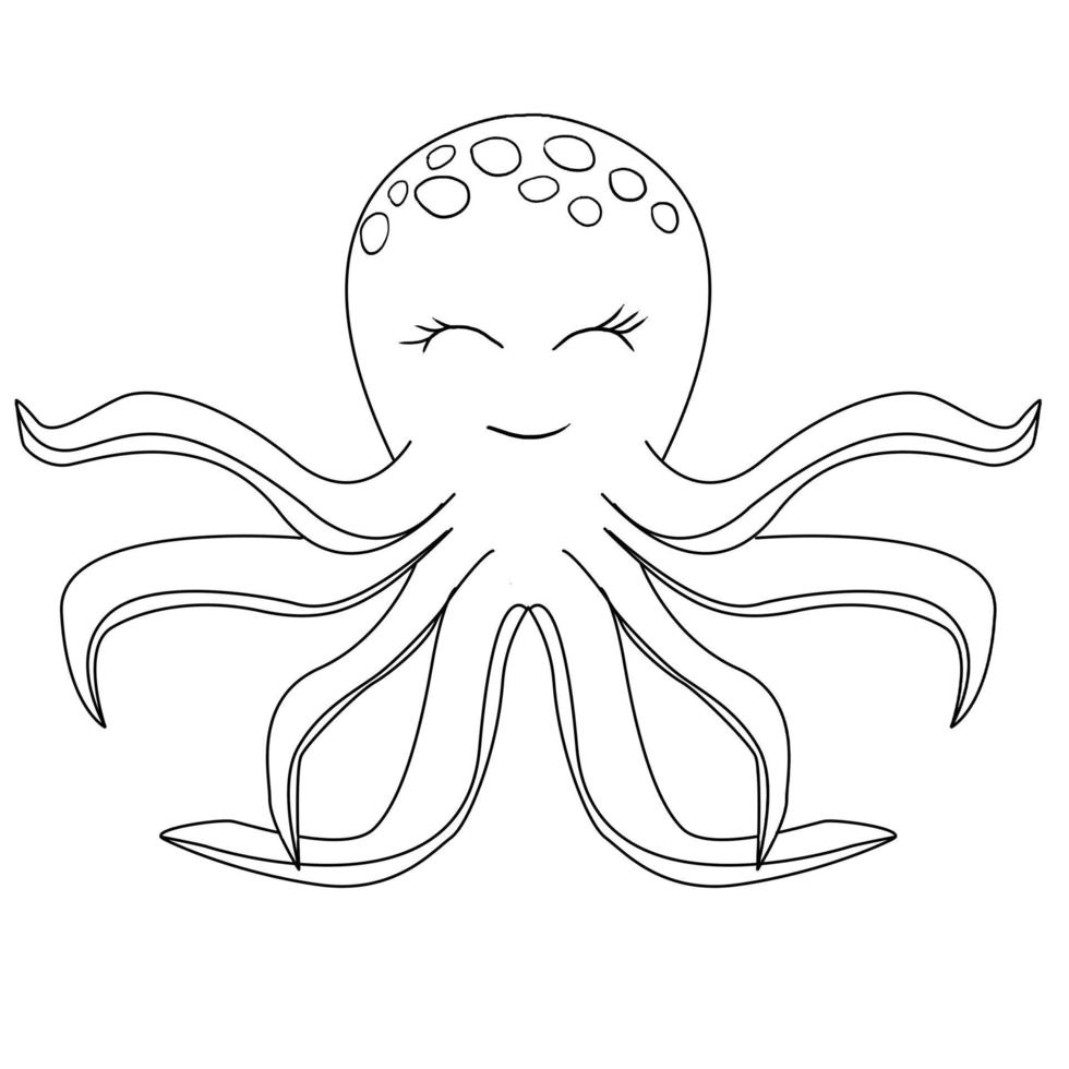 Hand drawn cute octopus Animal vector illustration isolated in a white background