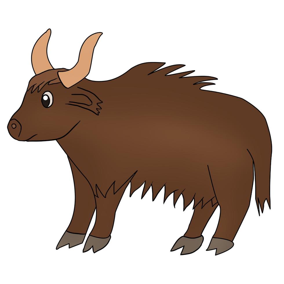 Hand drawn cute Yak Animal vector illustration isolated in a white background