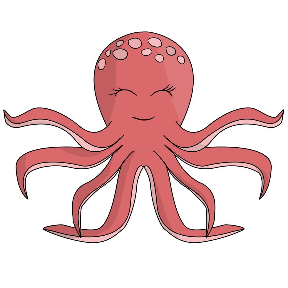 Hand drawn cute octopus Animal vector illustration isolated in a white background