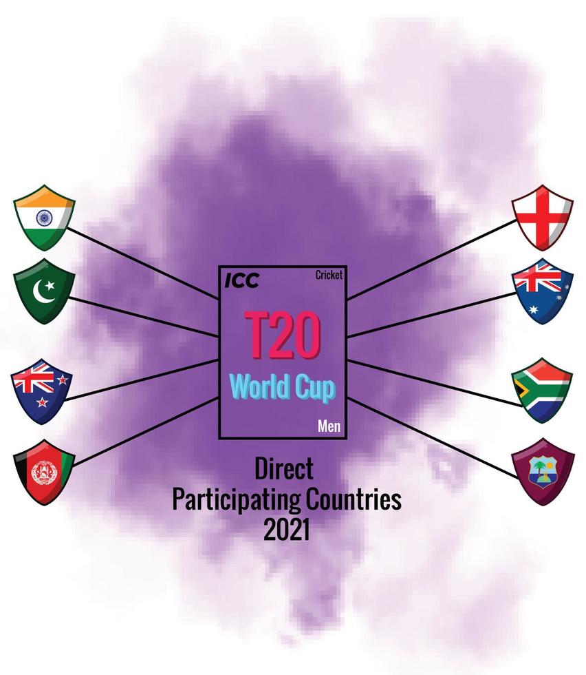 t20 participantes directos de la copa del mundo vector