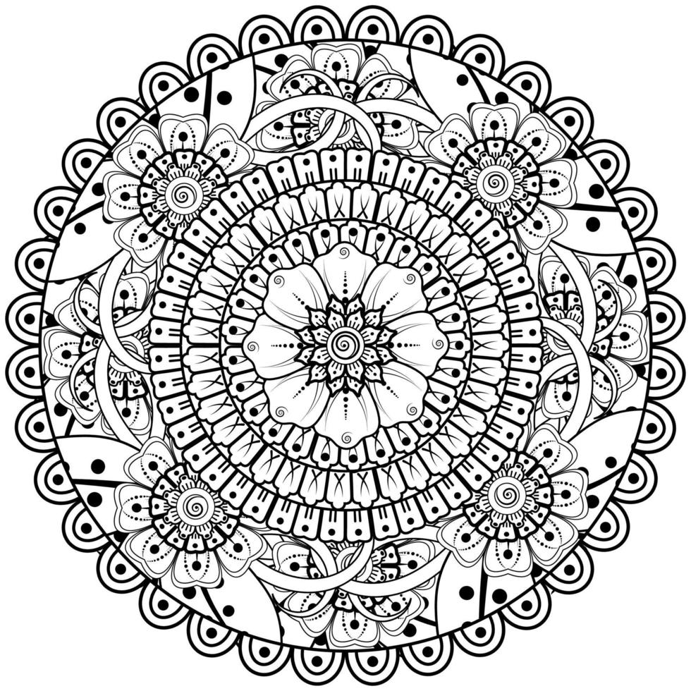 Circular pattern in the form of mandala with flower for henna, mehndi, tattoo, decoration. vector