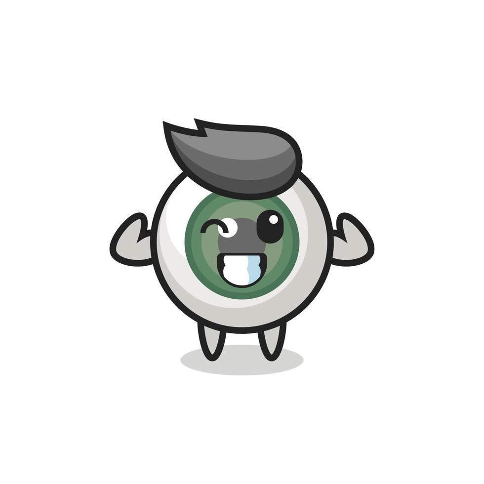 the muscular eyeball character is posing showing his muscles vector
