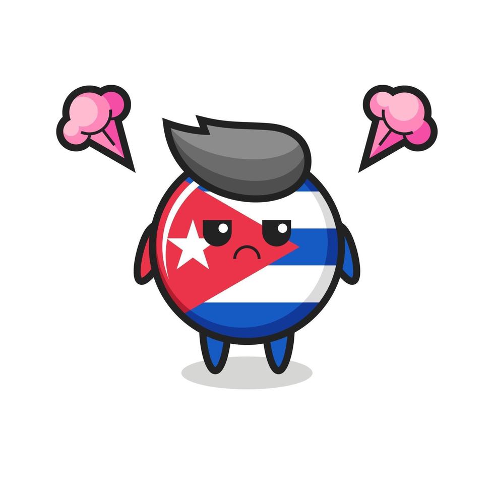 annoyed expression of the cute cuba flag badge cartoon character vector