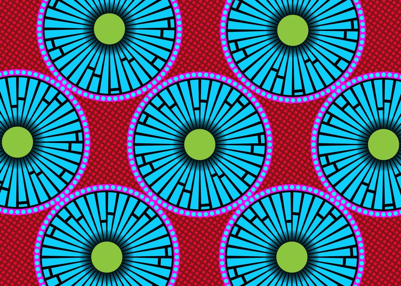 tela de estampado de cera africana, adornos étnicos hechos a mano para su diseño, flores étnicas afro y elementos geométricos de motivos tribales. textura vectorial, estilo de moda de ankara textil sin costuras a rayas de África vector