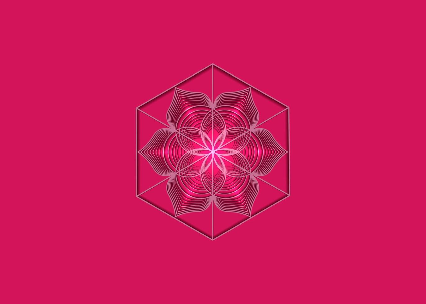 semilla de vida símbolo geometría sagrada. logo icono geométrico mandala místico de alquimia flor esotérica de la vida. vector líneas púrpuras, yantra, chakra o loto divino amuleto meditativo aislado en rosa