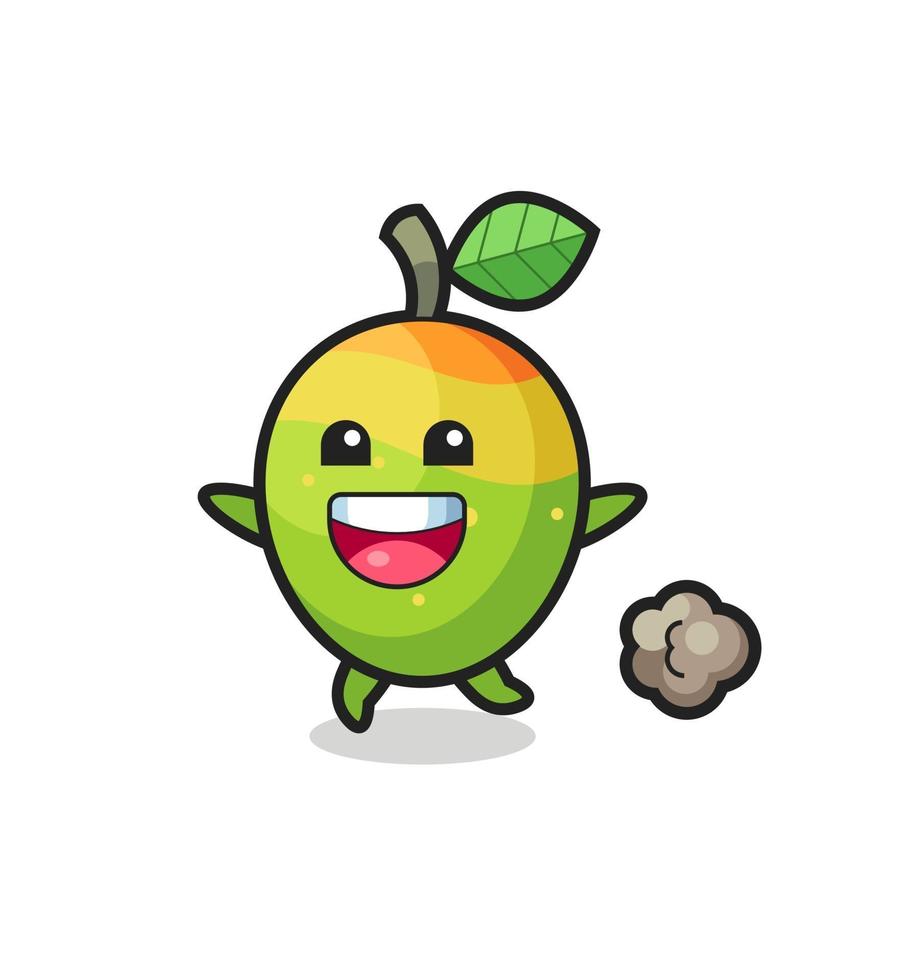 the happy mango cartoon with running pose vector