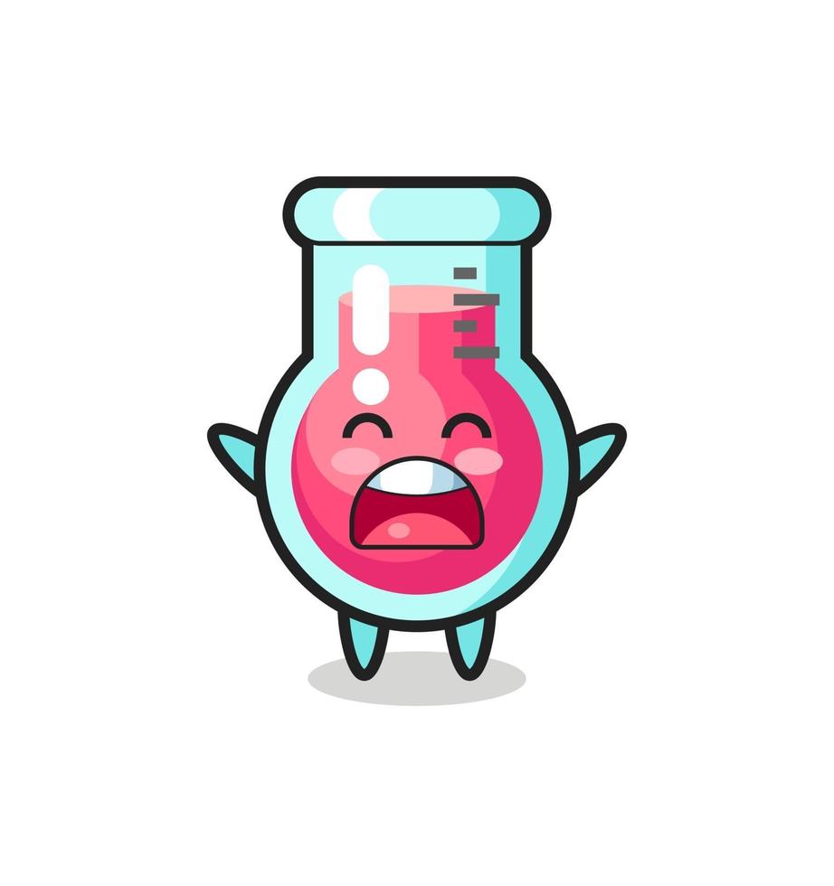 cute laboratory beaker mascot with a yawn expression vector