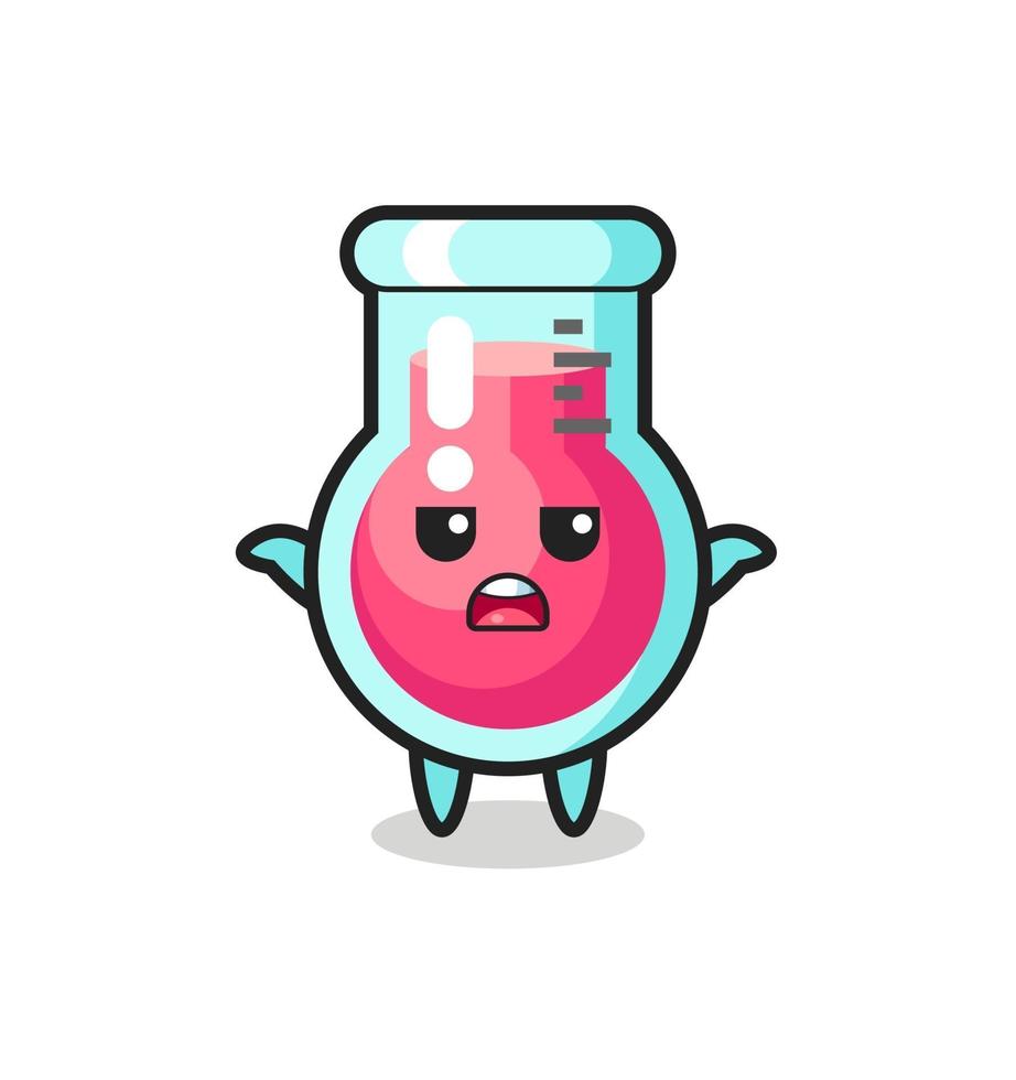 personaje de la mascota del vaso de laboratorio que dice que no sé vector