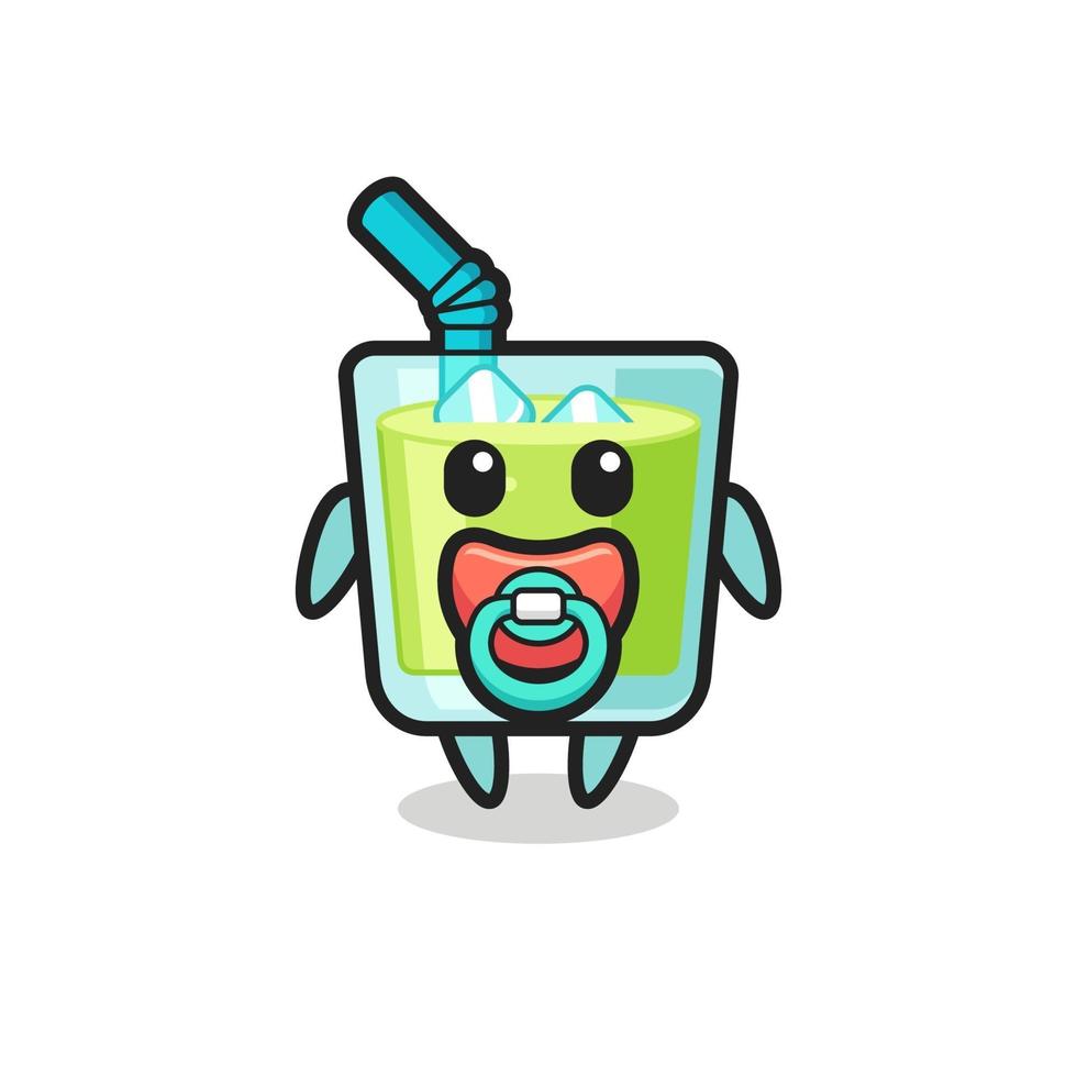 personaje de dibujos animados de jugo de melón bebé con chupete vector