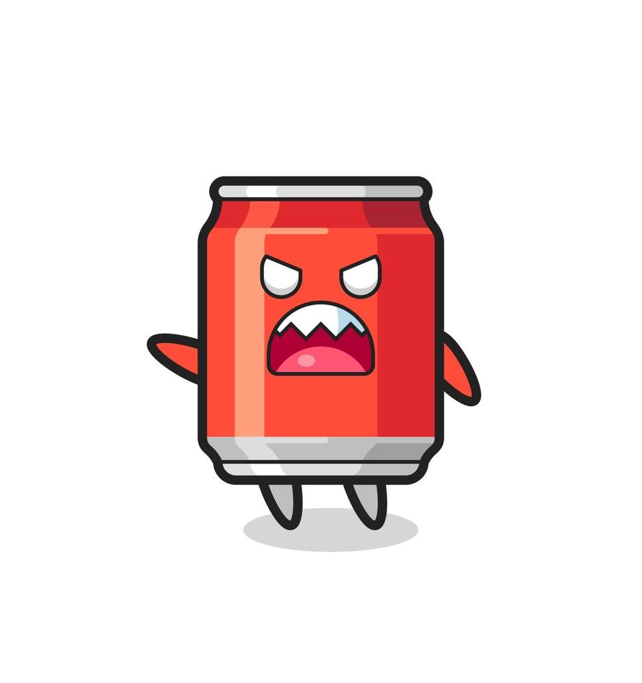 cute drink can cartoon in a very angry pose vector