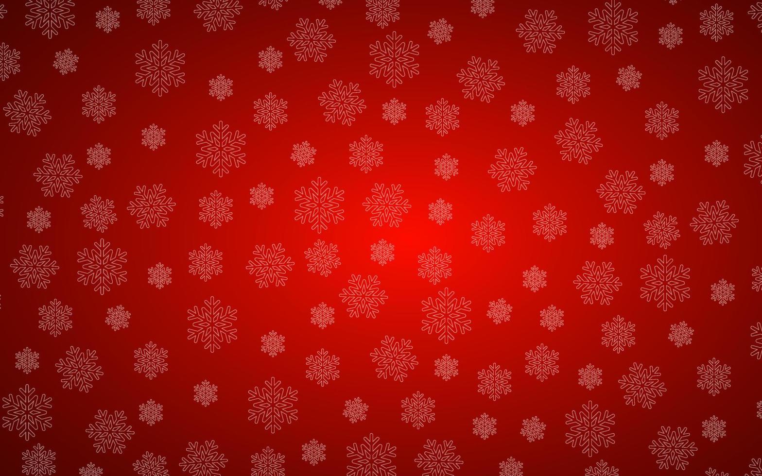 Fondo rojo de Navidad con copos de nieve, fondo de vector de vacaciones simple
