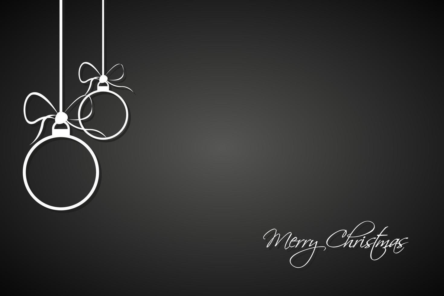 Christmas greeting card with simple white Christmas balls and Merry Christmas sign vector