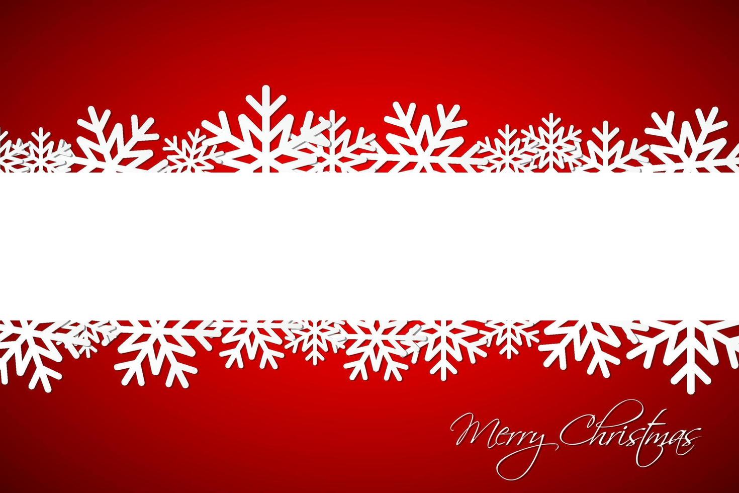 White Christmas snowflake on red background with space for your wishes. Simple holiday card with snowflakes. Merry Christmas vector