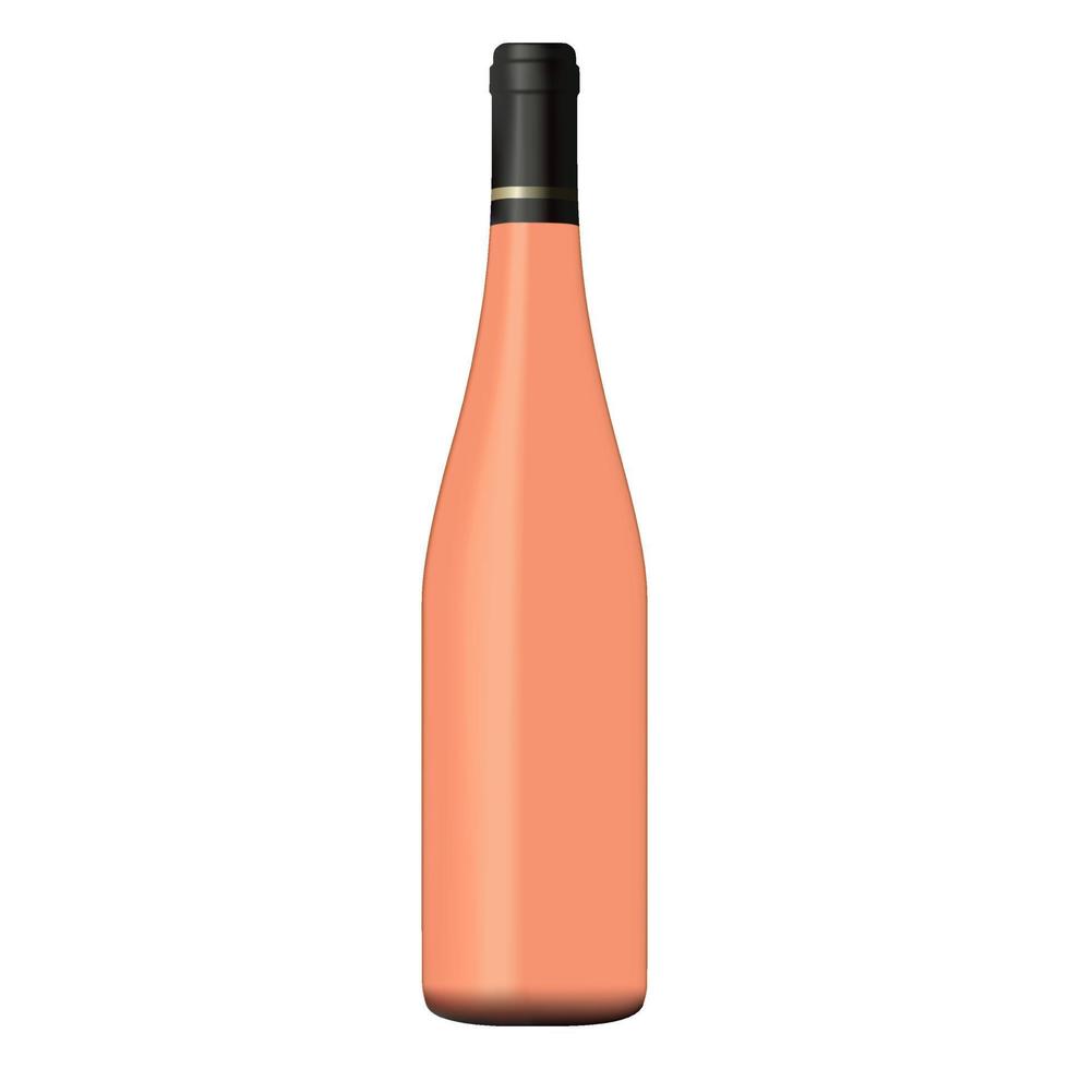 Rose wine bottle isolated on white background. Realistic vector illustration