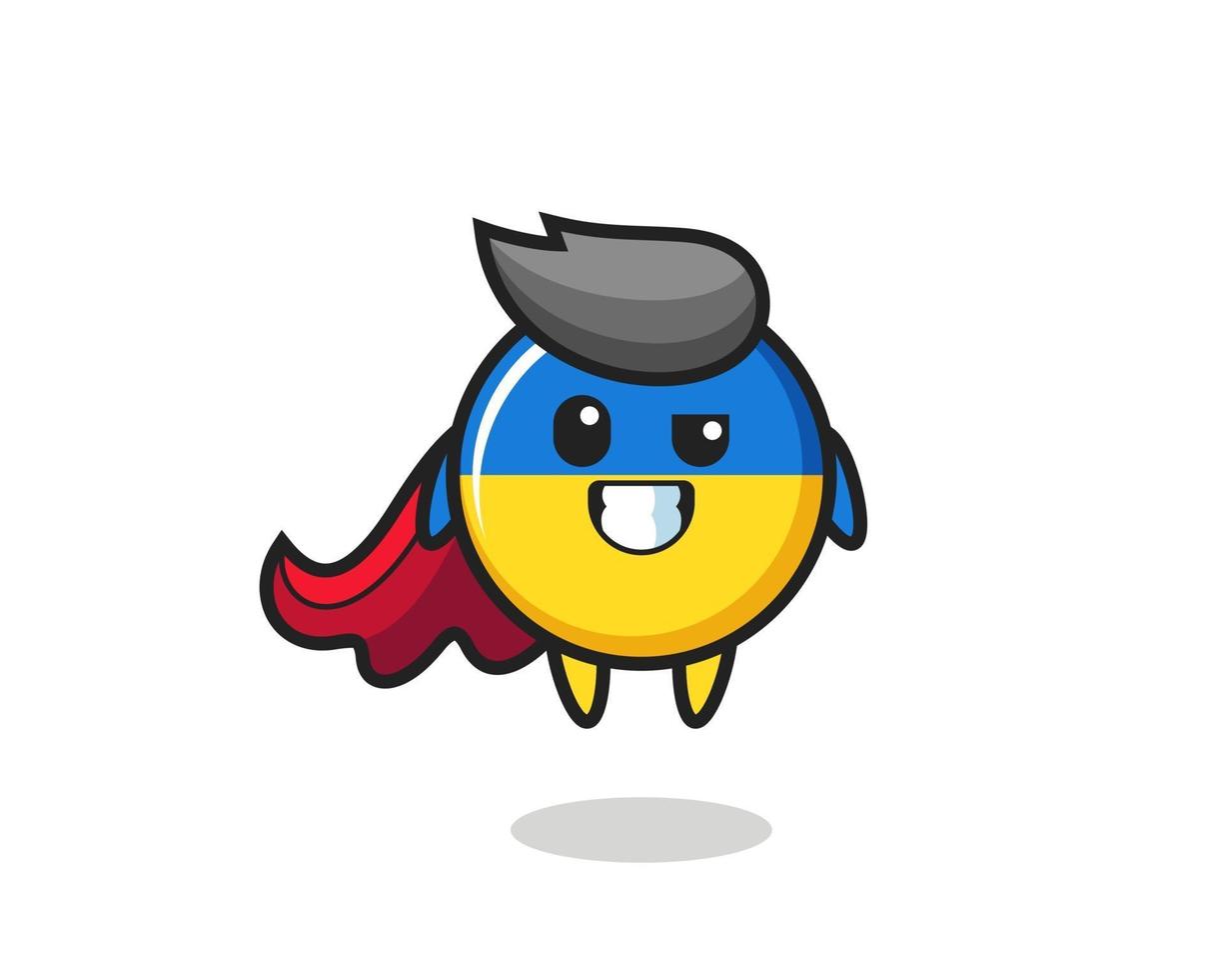 the cute ukraine flag badge character as a flying superhero vector