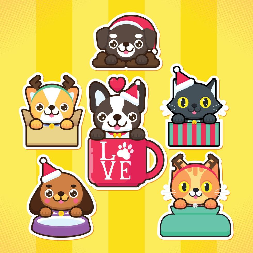 Santa Paws Cute Pet Sticker vector