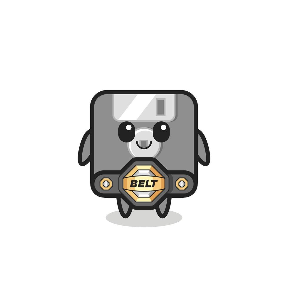 the MMA fighter floppy disk mascot with a belt vector