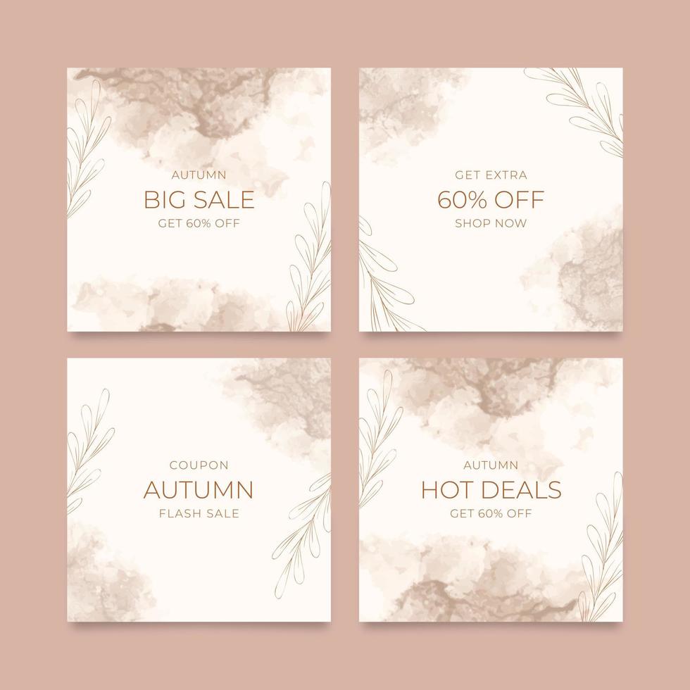 Beautiful beige social media post template vector