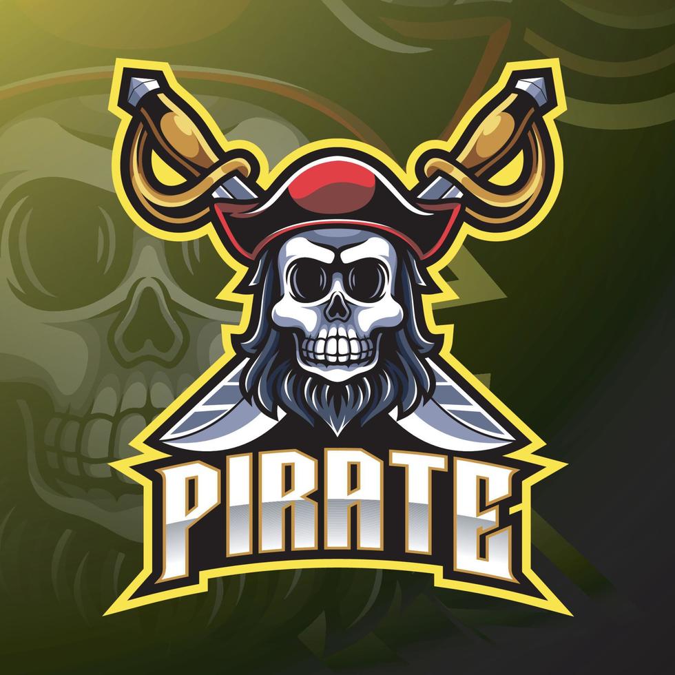 diseño de logotipo de juego de mascota piratas vector