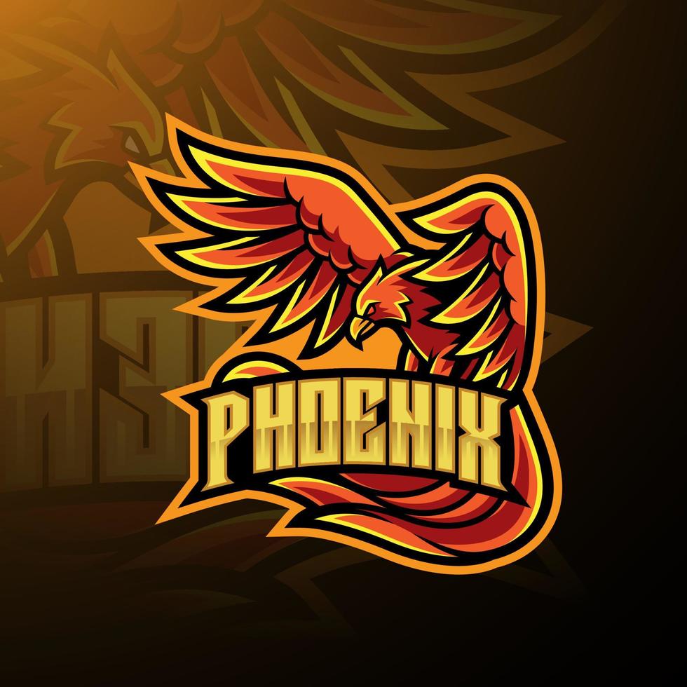 Phoenix esport mascot logo design vector
