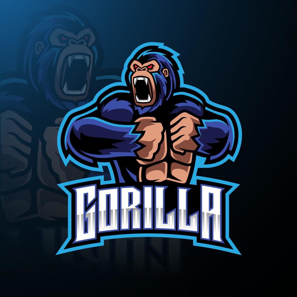 Angry gorilla mascot logo desain vector